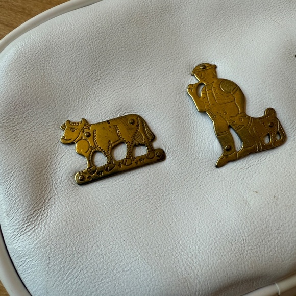 MANEL OF SWITZERLAND VINTAGE BAG WRISTLET CROSSBODY STRAPS GOLDTONE ANIMALS - Picture 3 of 11